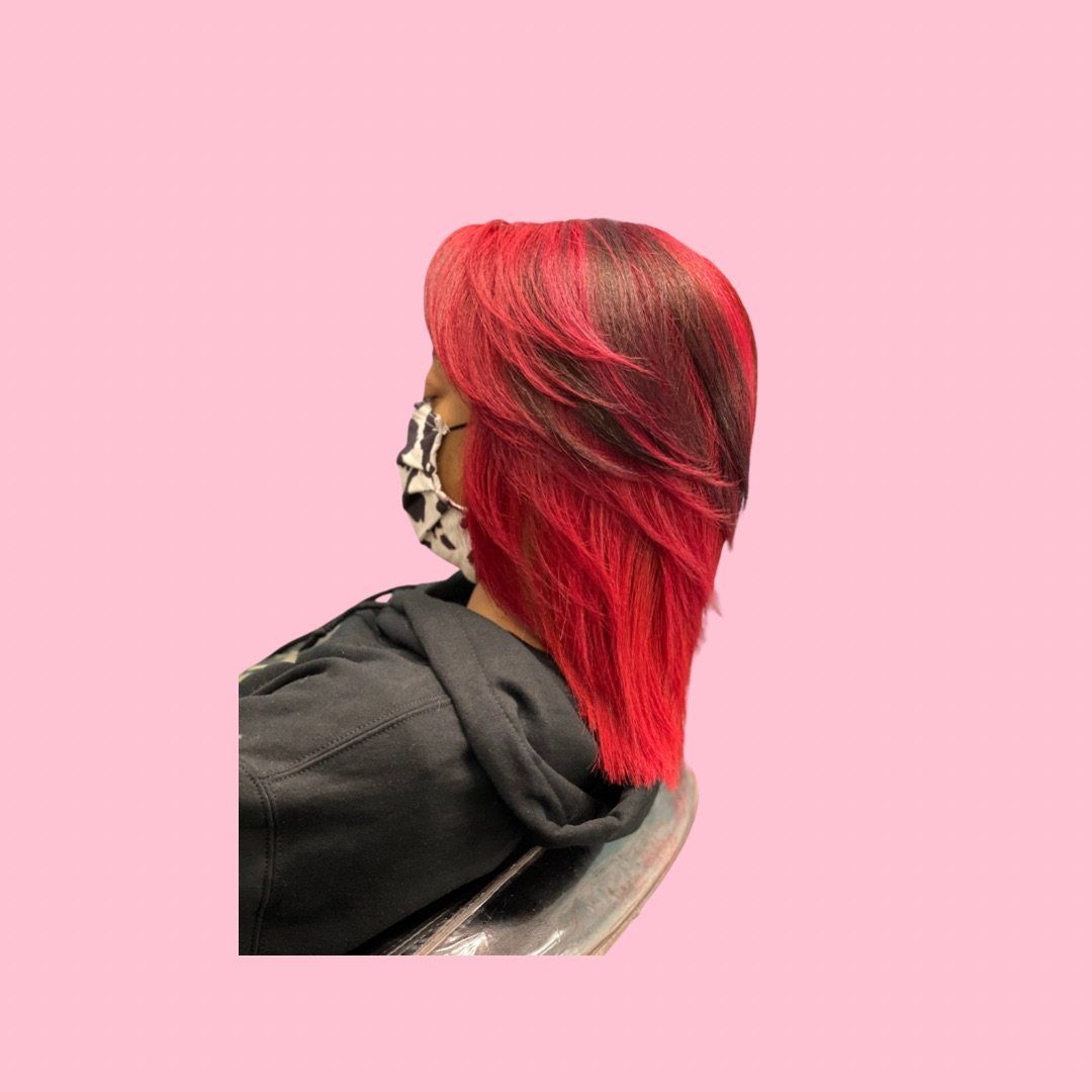 A woman with red hair 