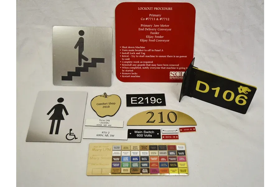 A collection of signs including one that says d106