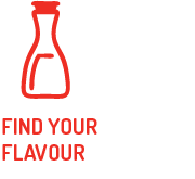 A red bottle with the words `` find your flavour '' below it.