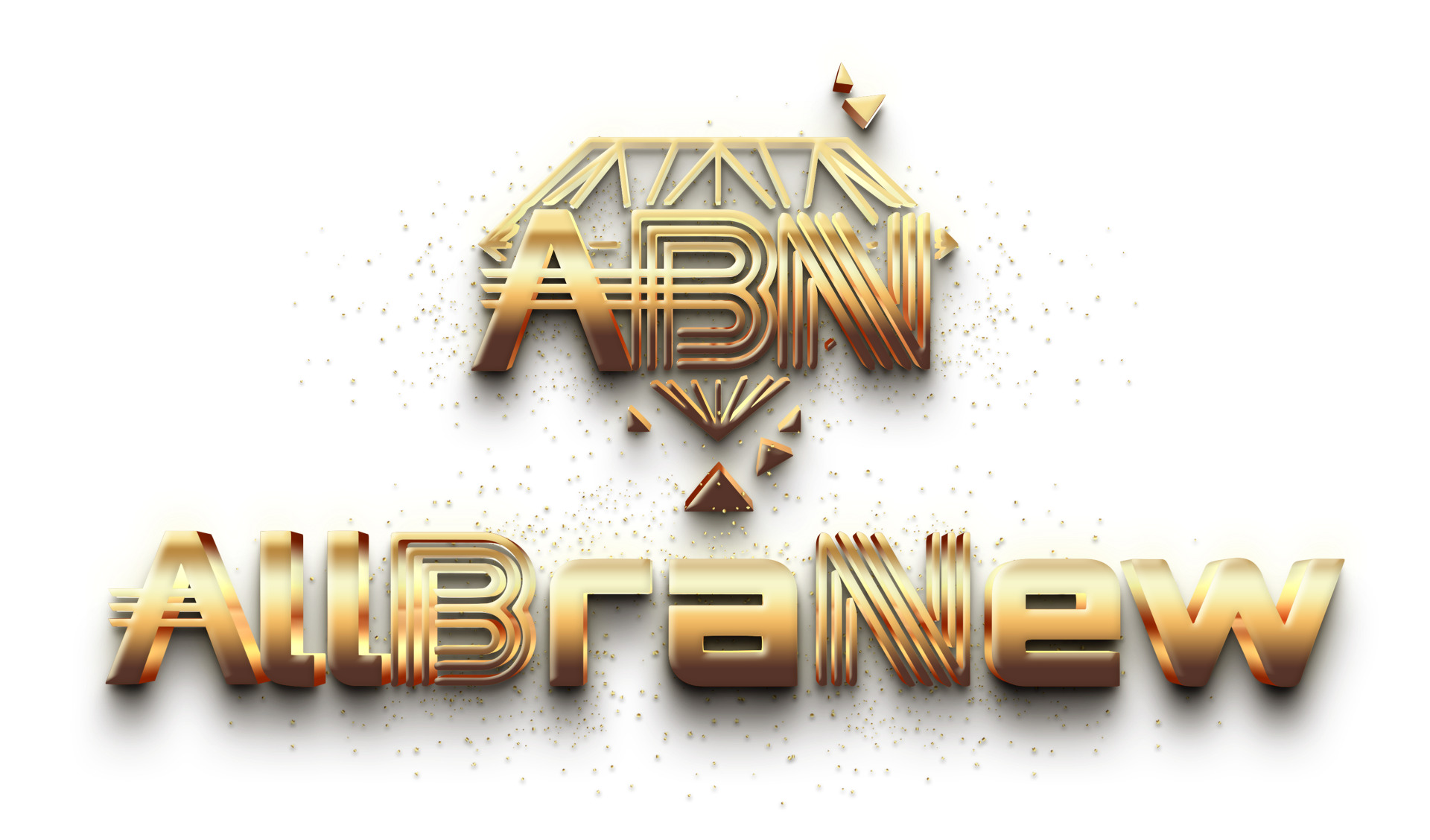 A gold logo for abn and allbrandw on a white background