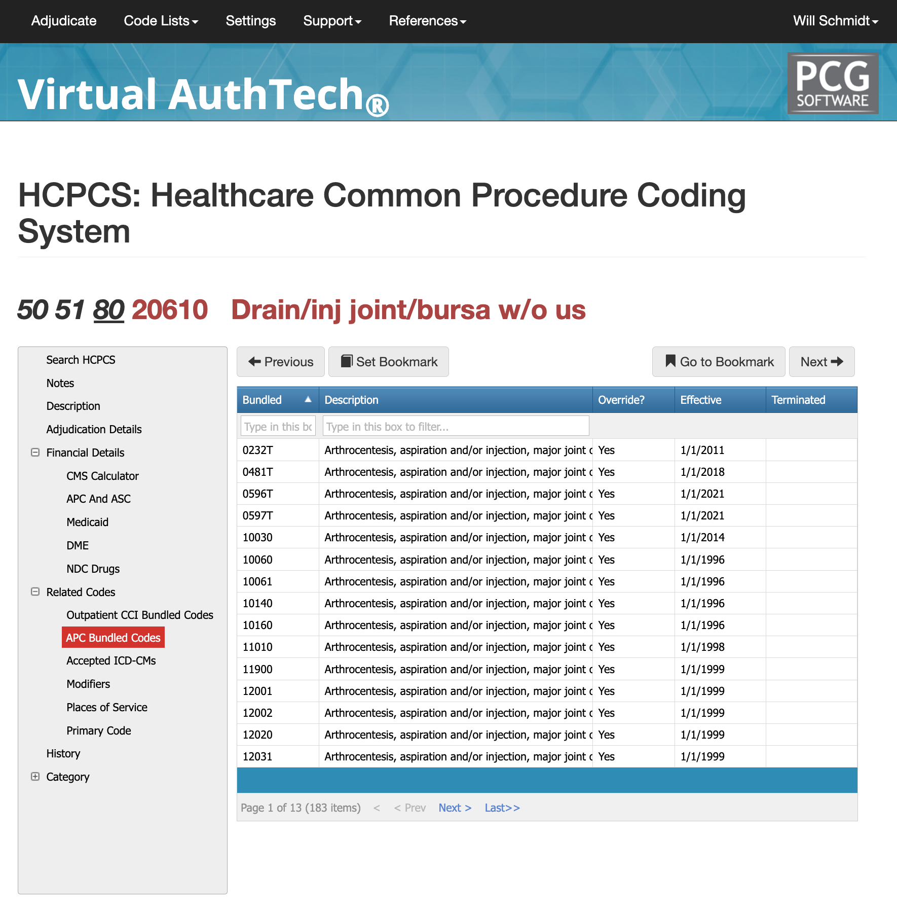 20610 bundled codes,20610 apc