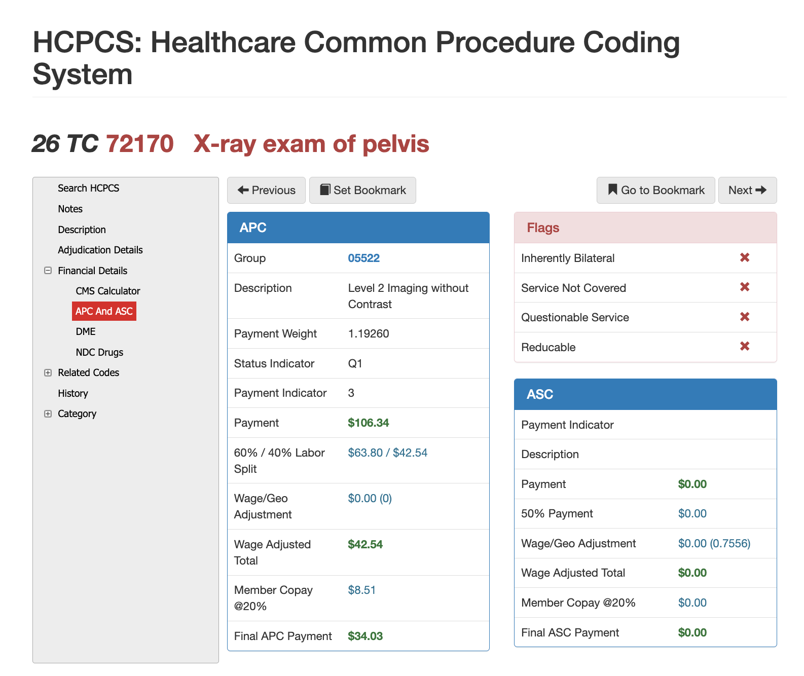 cpt 72170,cpt code 72170,72170 apc,72170 asc