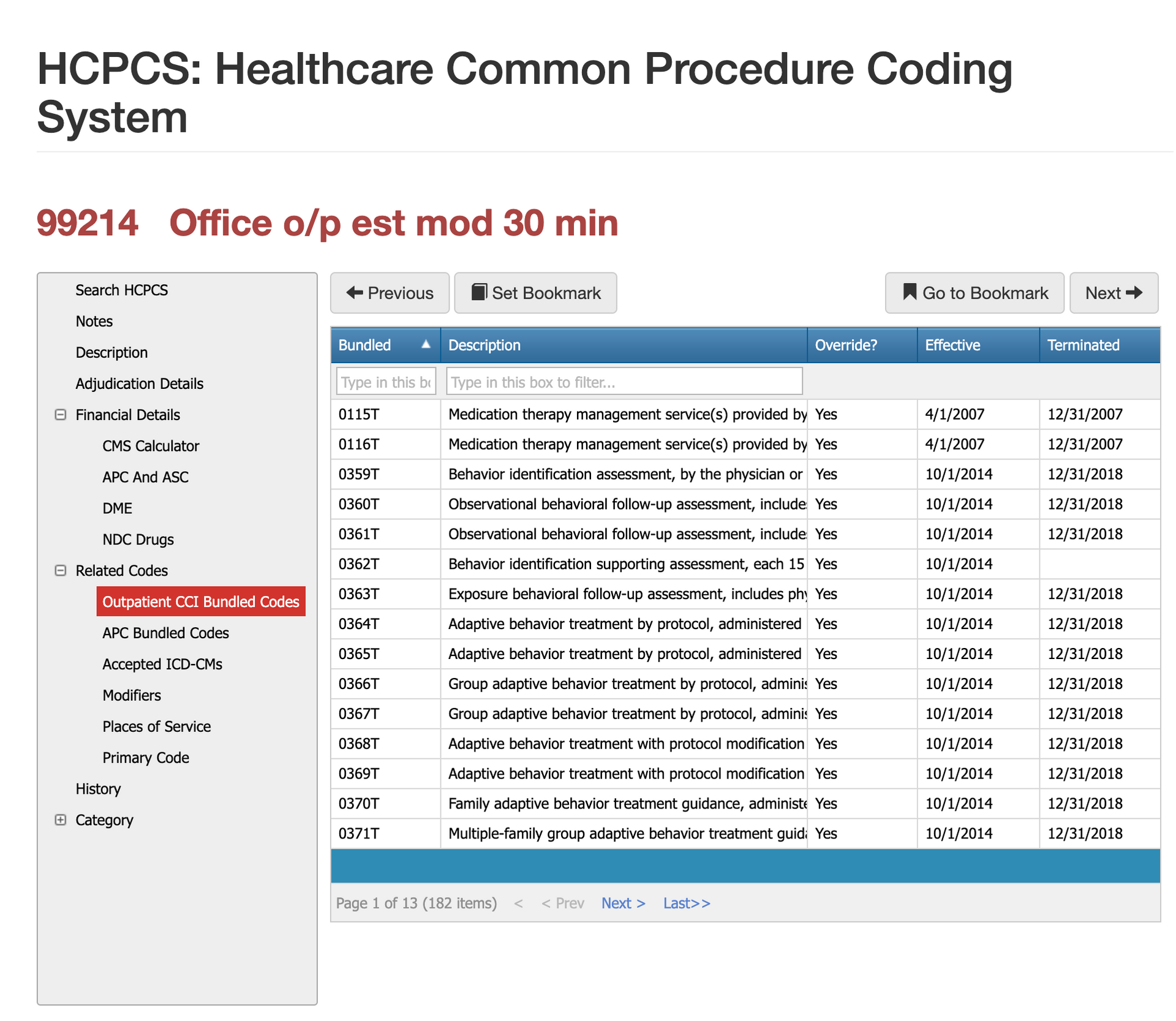bundled codes for 99214