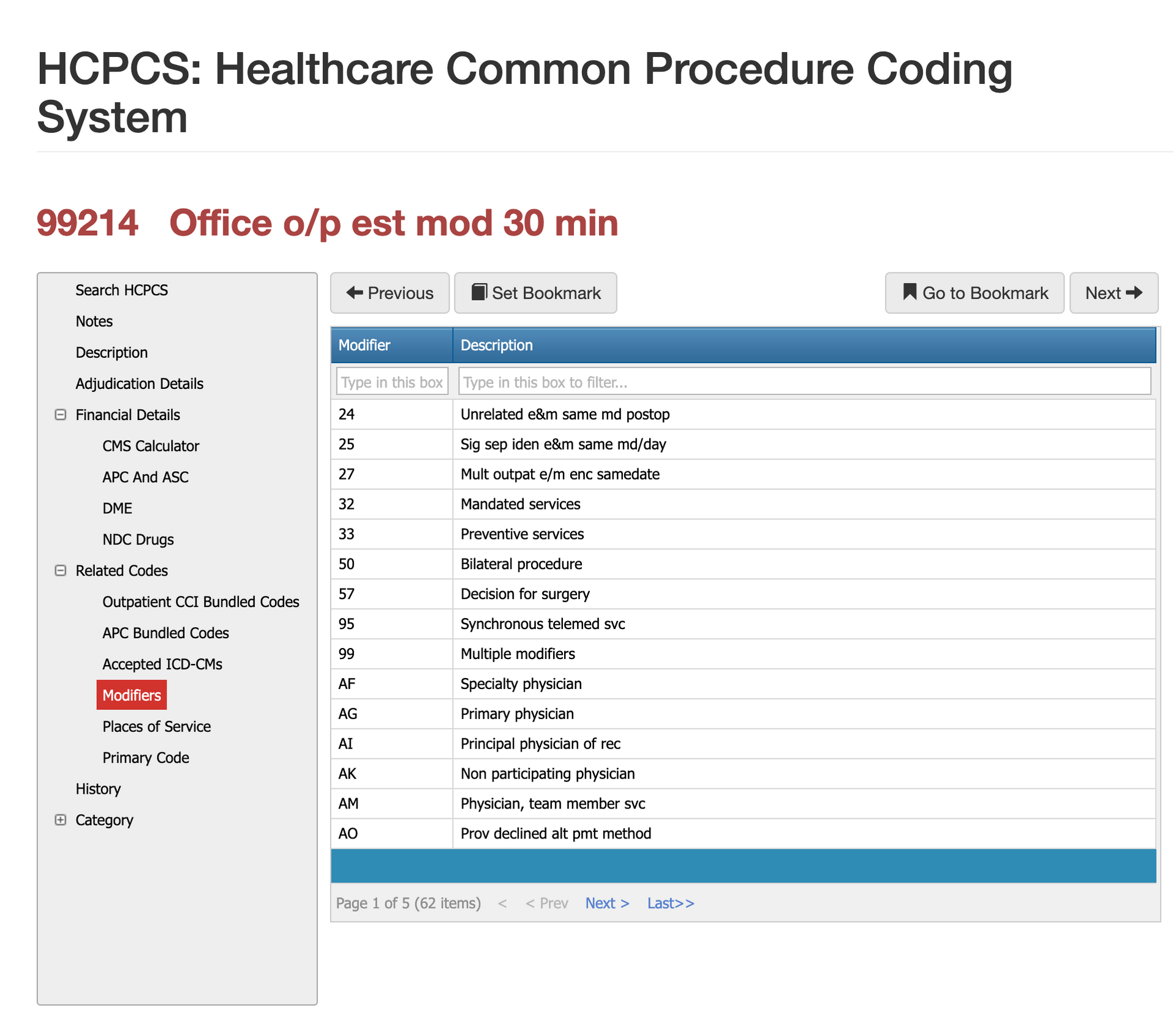modifiers for 99214,99214 modifers