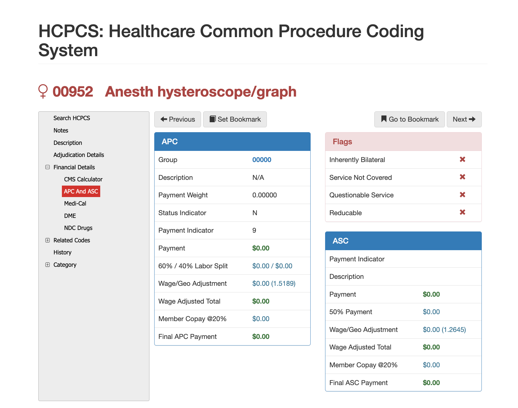00952 cpt adjudication details
