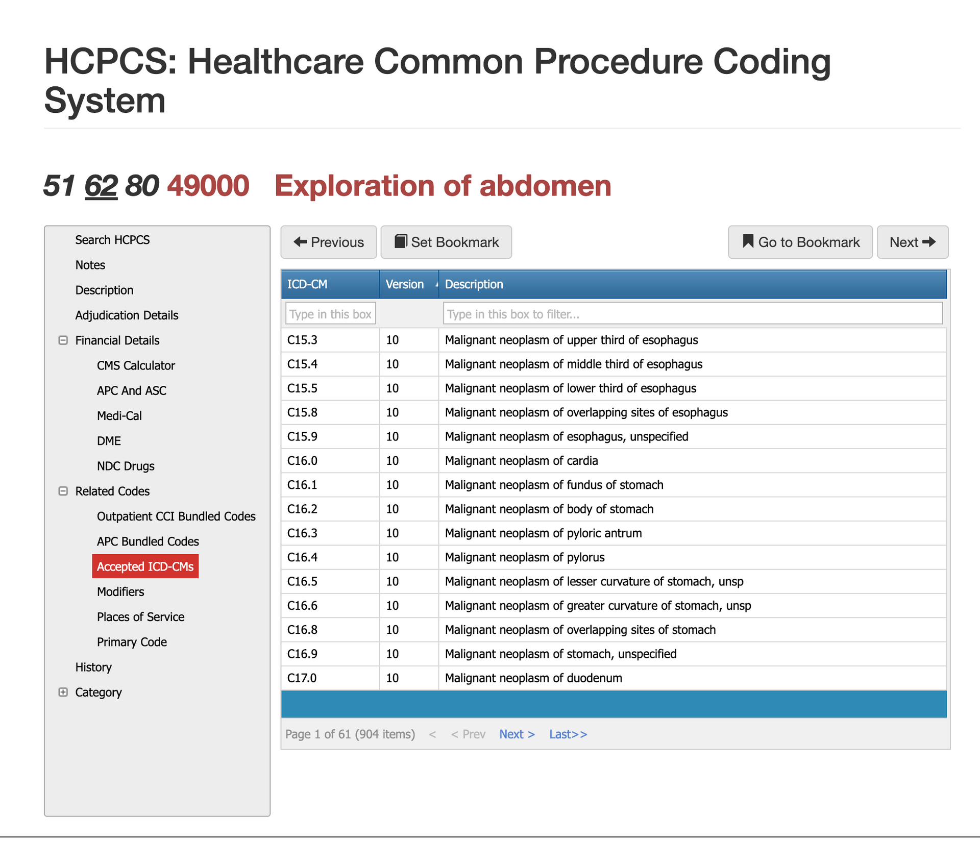 diagnosis for cpt code 49000