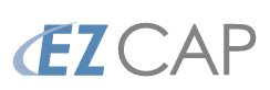Logo for EZ CAP in blue and gray. 
