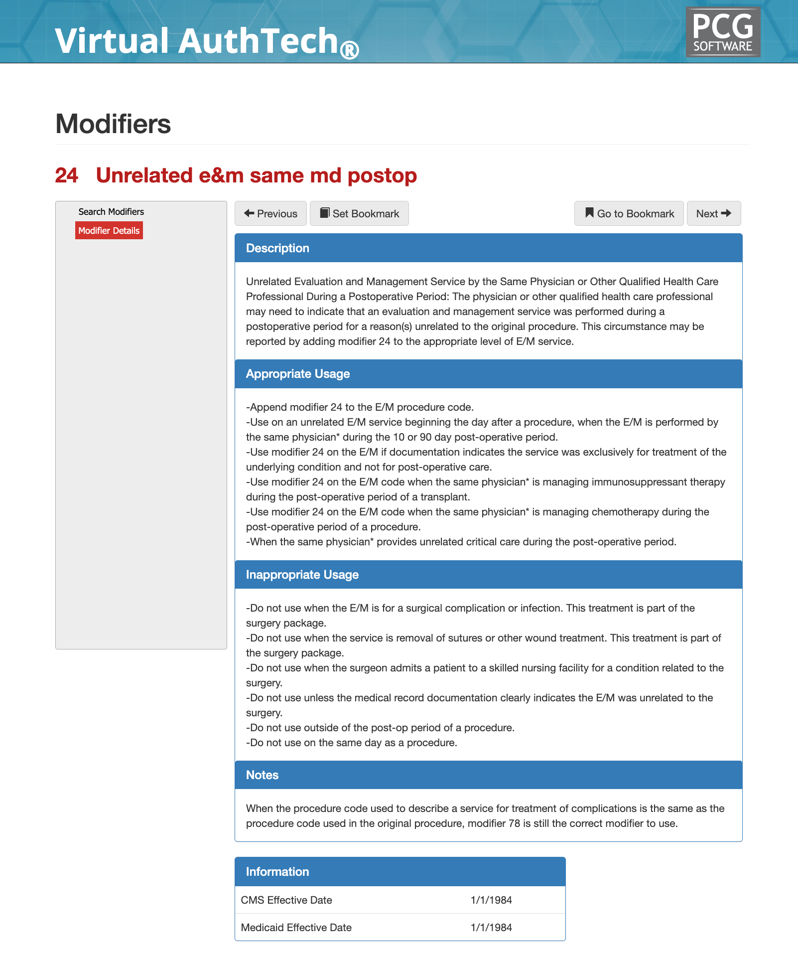 modifier 24,modifer 24 usage,modifier 24 description