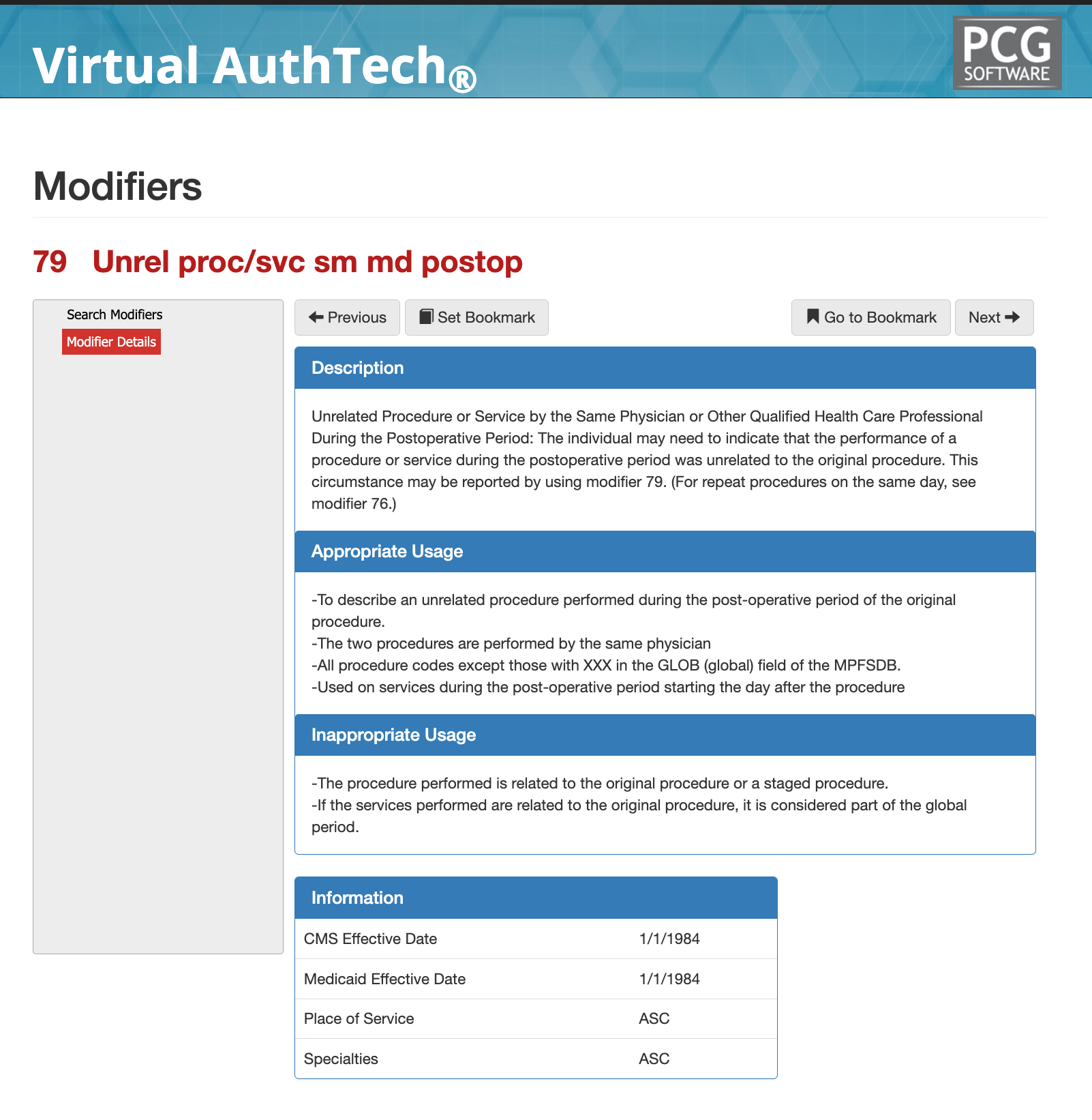 modifier 79,modifier 79 usage,modifier 79 description