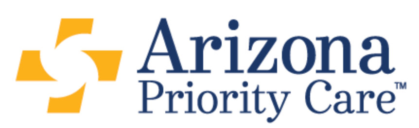 Arizona Priority Care logo: A gold and white emblem with dark blue text.