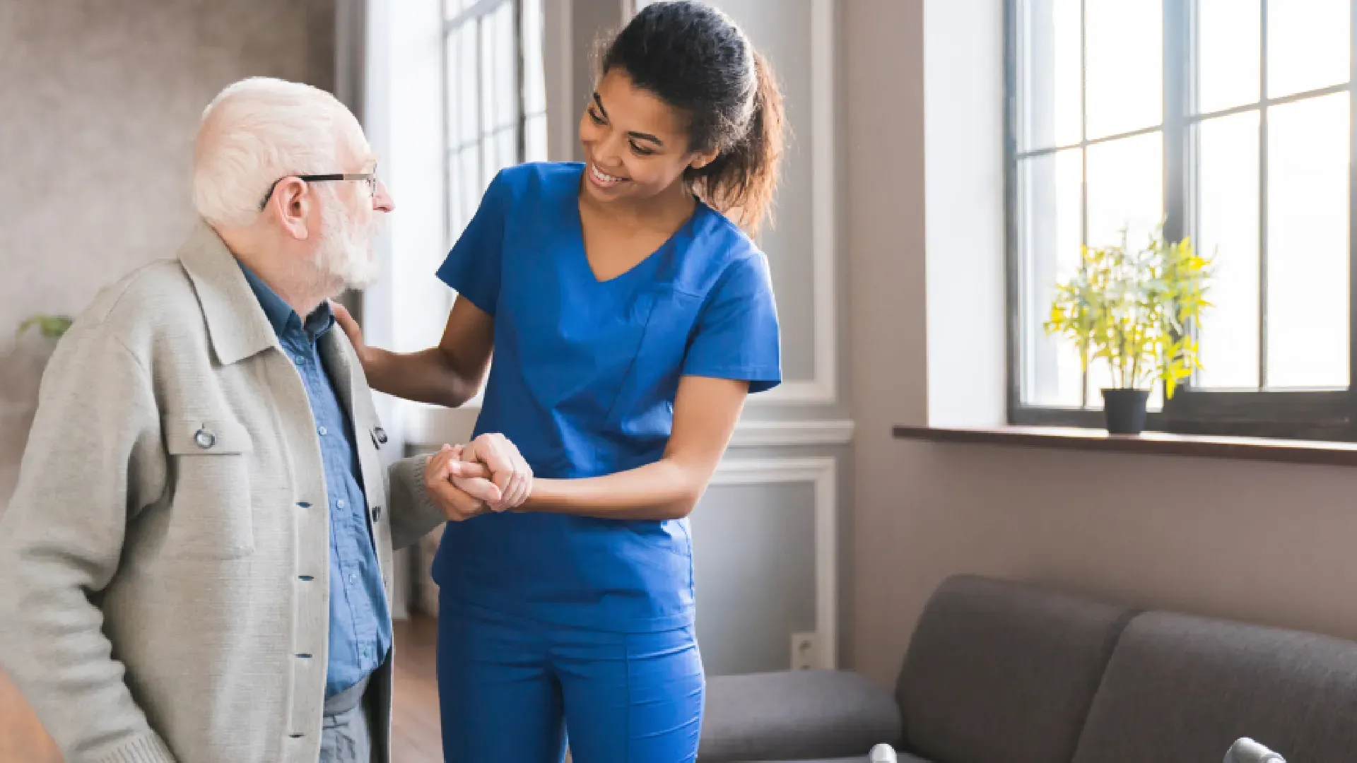 nurse with old man