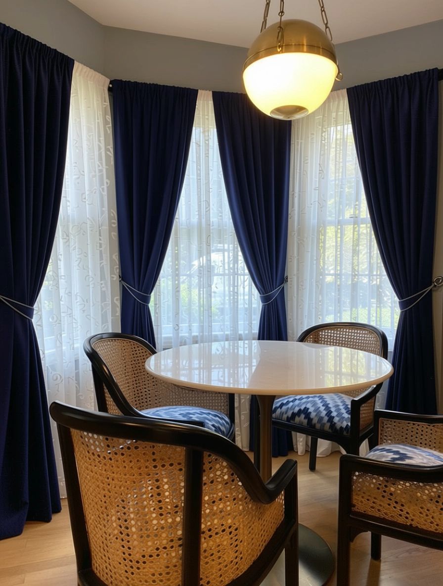 There is a vase of flowers on the table in the dining room.