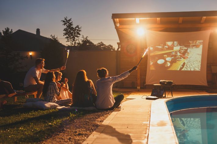 Outdoor Movie Nights In Massachusetts With Exterior Patio Shades