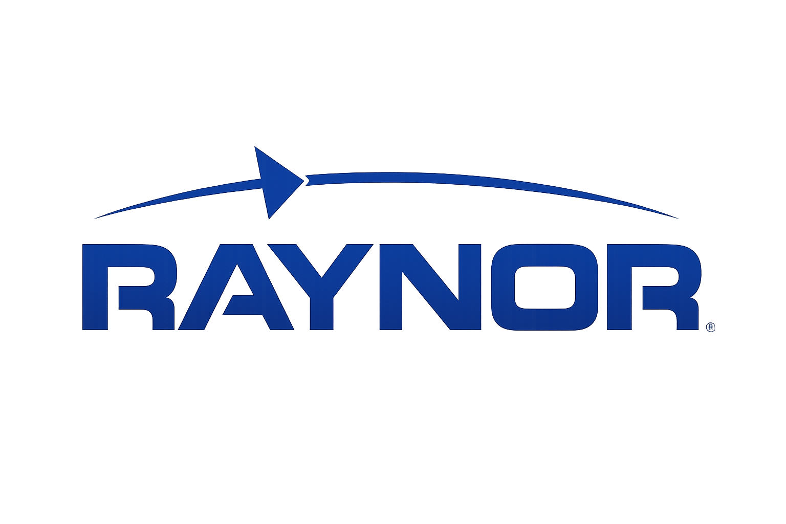 Raynor logo in blue with an arcing swoosh above the wordmark