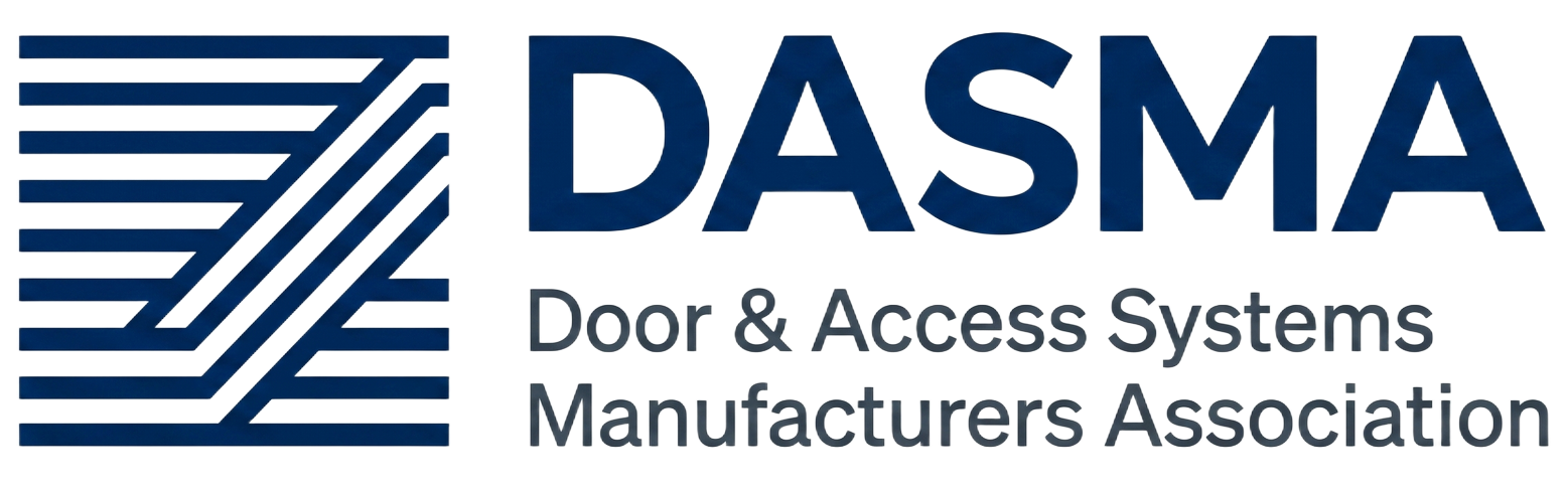 DASMA logo in blue with a stylized door symbol and the text “Door & Access Systems Manufacturers Association”