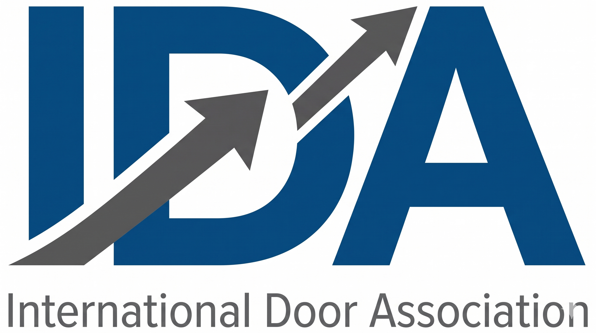 International Door Association logo with blue letters and upward gray arrow