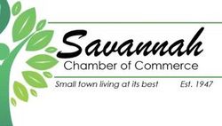 The logo for the savannah chamber of commerce small town living at its best