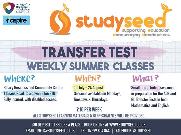 Summer 2017 AQE GL Transfer Test preparation classes and tutoring in Craigavon Studyseed tuition