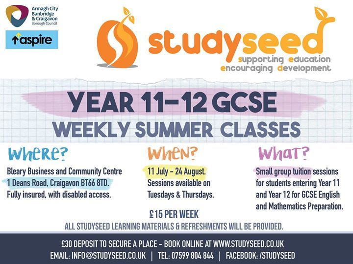 GCSE Mathematics and English Summer 2017 Classes and Revision Craigavon Moira Tutors - Studyseed Tuition