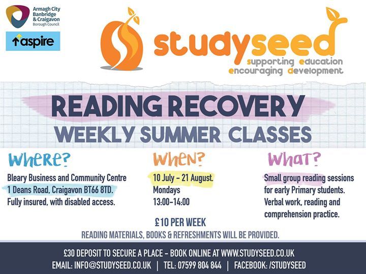 Reading Recovery and Comprehension Summer 2017 Classes Craigavon Studyseed Tutoring