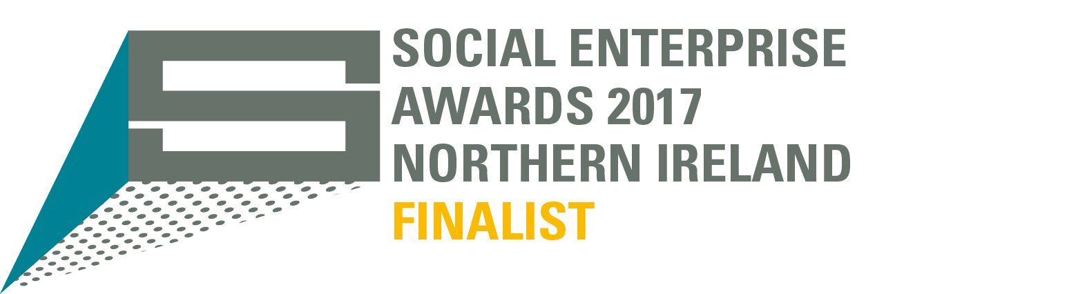 Logo for Social Enterprise Awards 2017 Northern Ireland, Finalist. Features a gray