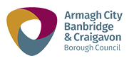 Logo of Armagh City, Banbridge & Craigavon Borough Council. A colorful, abstract design and text on white.