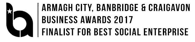 Black logo for Armagh City, Banbridge & Craigavon Business Awards 2017 finalist for Best Social Enterprise.