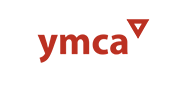 YMCA logo with red text and a red downward-pointing triangle.
