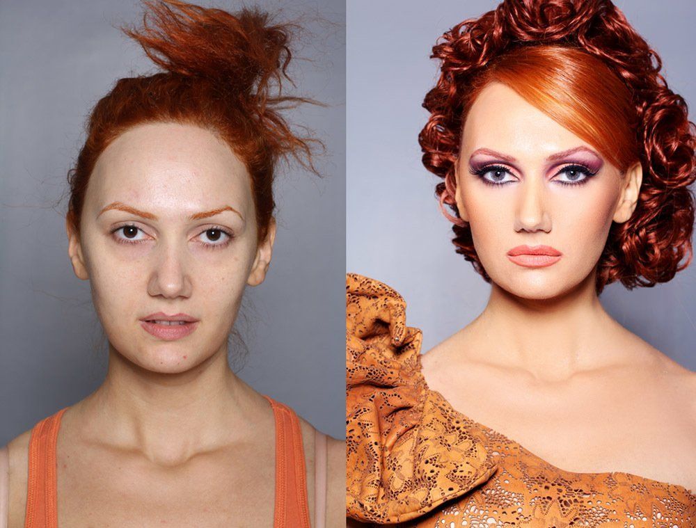 Before and After Image of a Red Haired Woman — in Glendale, CA — AML Academy Makeup & Hair