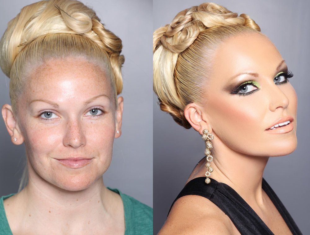 Before and After Image of a Blonde Beautiful Woman — in Glendale, CA — AML Academy Makeup & Hair