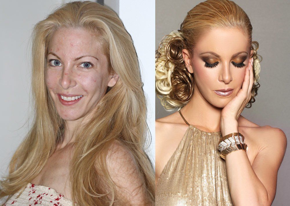 Before and After Image of a Blonde Woman — in Glendale, CA — AML Academy Makeup & Hair