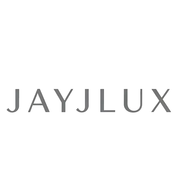 The logo for jayjlux is a gray logo on a white background.
