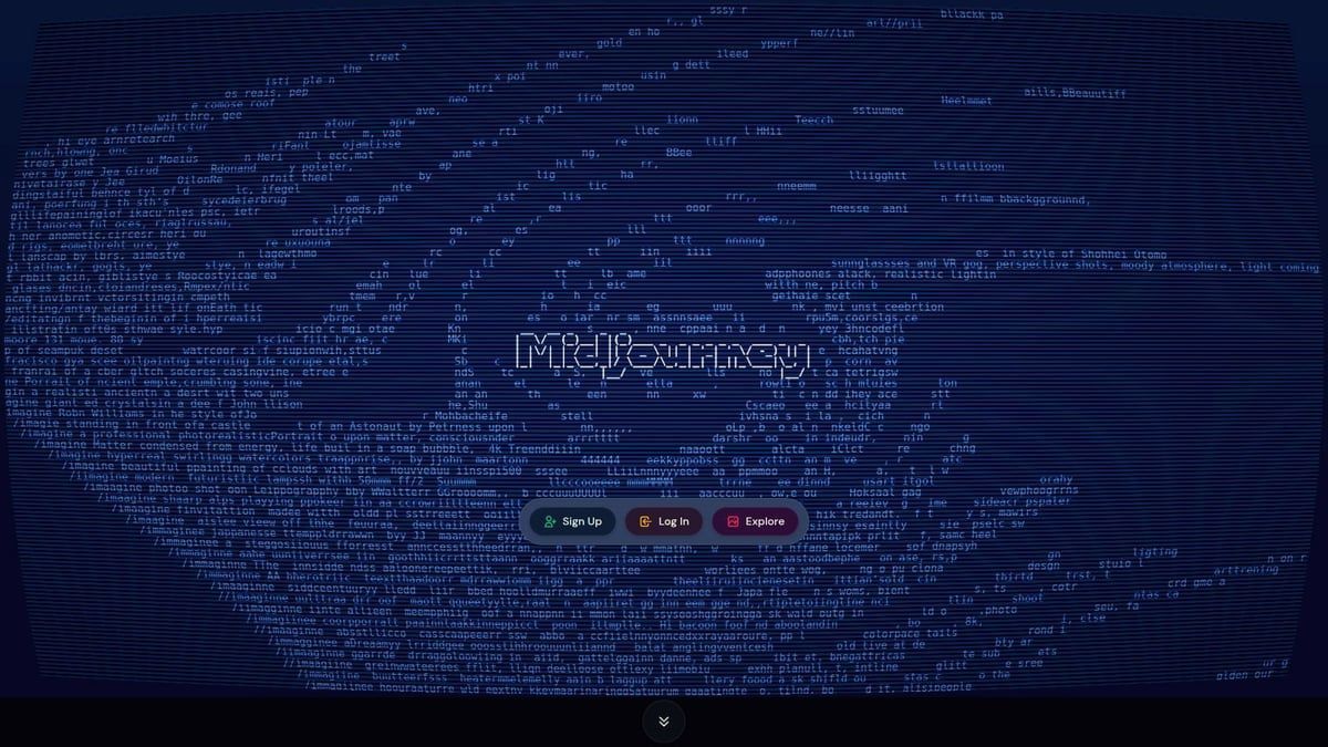 Digital screen with animated binary code, a face overlay, and three button options.