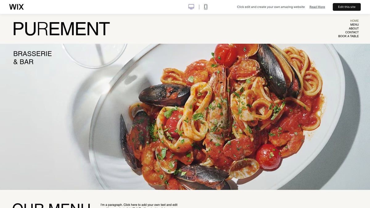 Seafood pasta dish on a white plate;