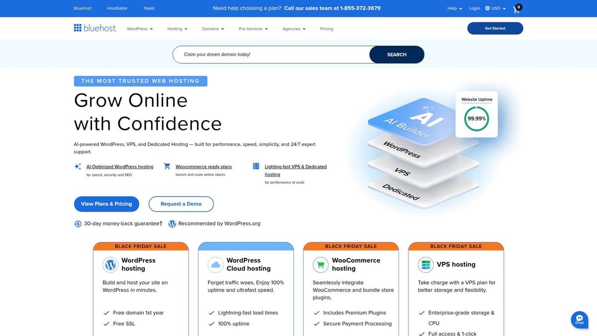 Website homepage with 