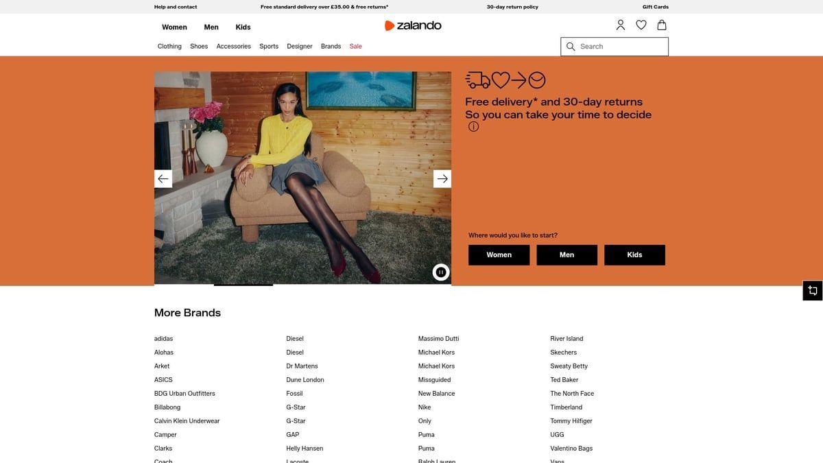 Woman in yellow top and gray skirt sits, surrounded by items, website banner.