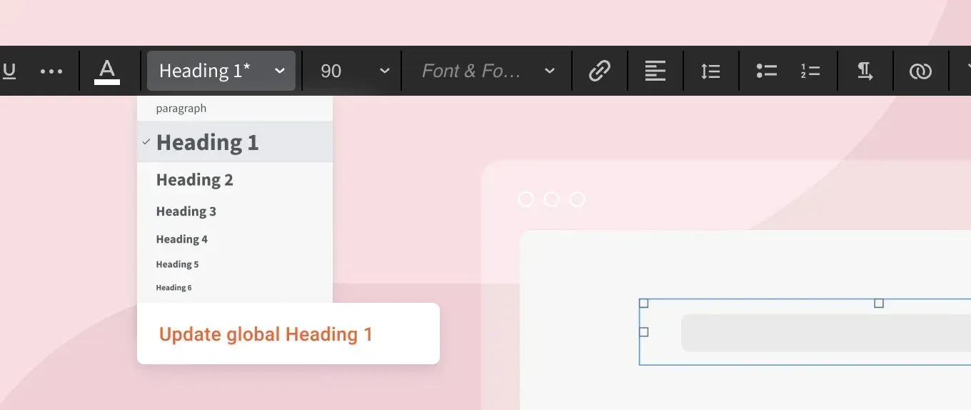 Avantiy’s global design interface showing site-wide style updates
