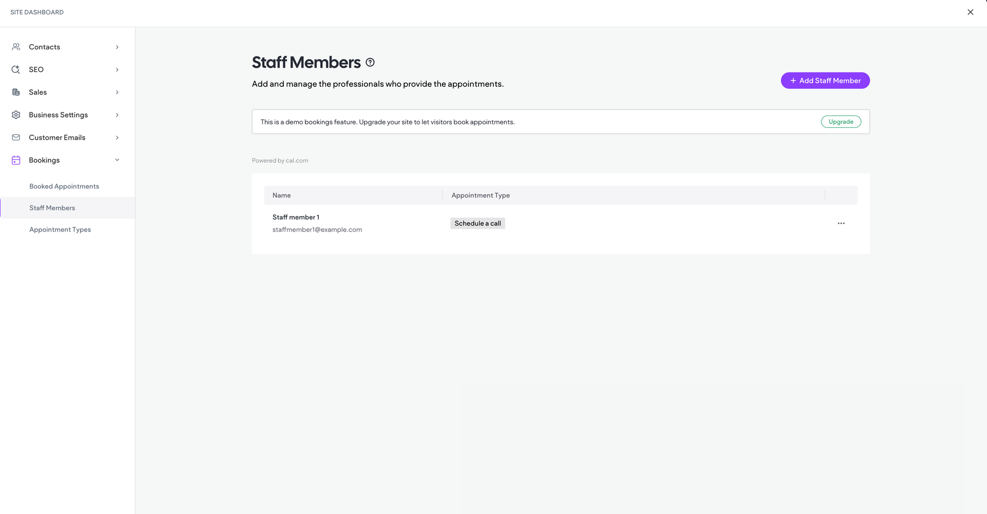 Dashboard with list of subscribers and a purple 