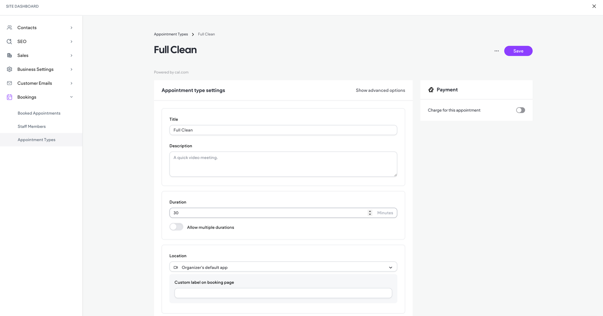 Webpage interface with a form to fill out, and a sidebar for navigation.