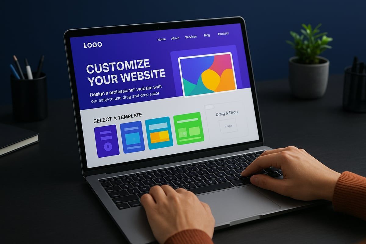 Person using a laptop; website interface open showing customization options.