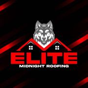 Logo of Elite Midnight Roofing: wolf head above a red roof, with the word "ELITE" and "MIDNIGHT ROOFING".