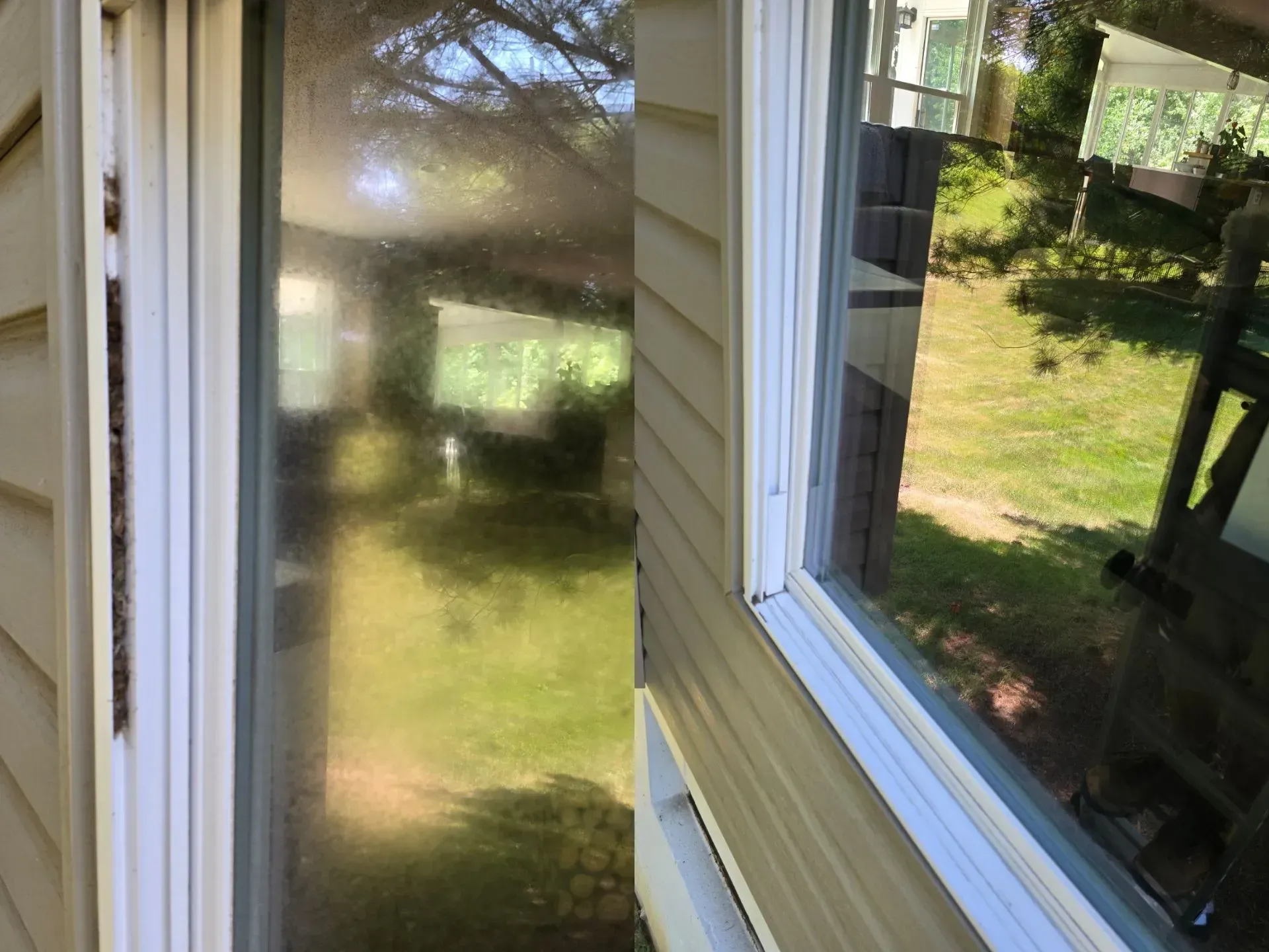 A picture of a house with a screen door and a picture of a window.