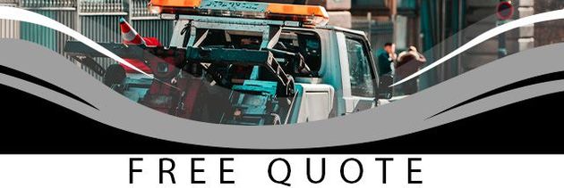 Free Auto Glass Quote Banner. Orange banner in front of two people replacing a windshield.