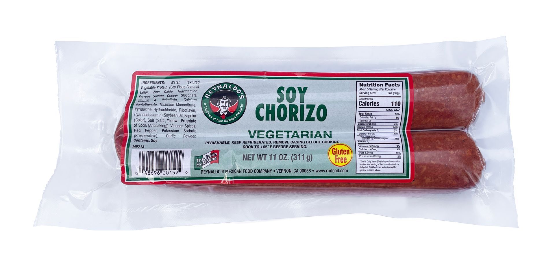 Reynaldo's soy Chorizo Sausage 11 Oz