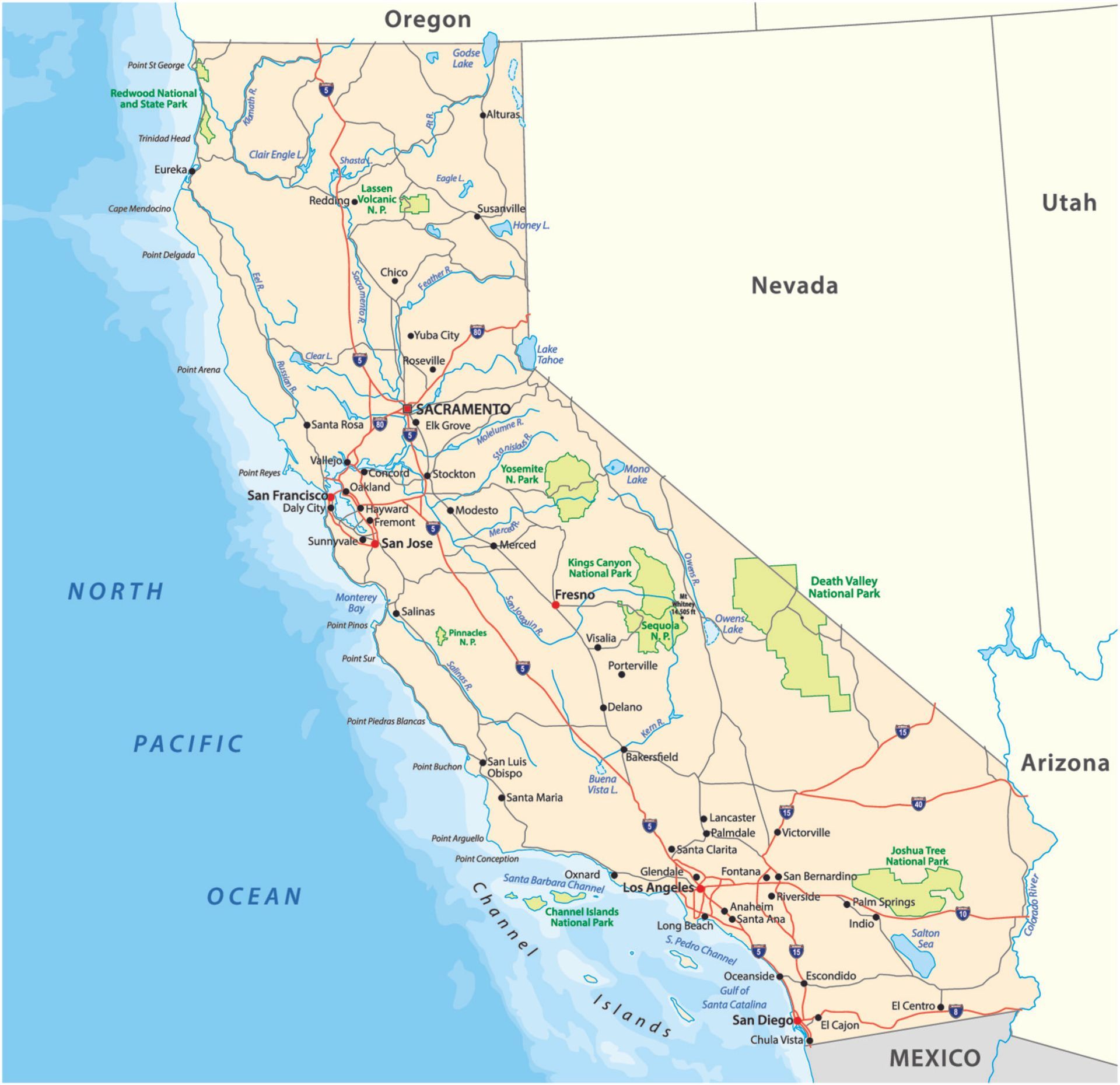 map of the state of california