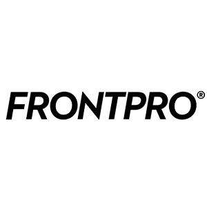 Logo Frontpro in testo nero su sfondo bianco. La parola 