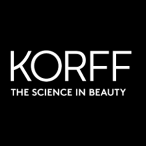 Logo KORFF con testo bianco su sfondo nero; slogan 