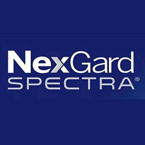 Logo NexGard Spectra in testo bianco su sfondo blu scuro.