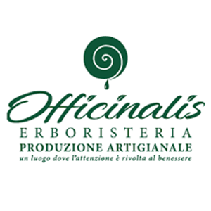 Logo per Officinalis Erboristeria con testo verde e un disegno a spirale verde.