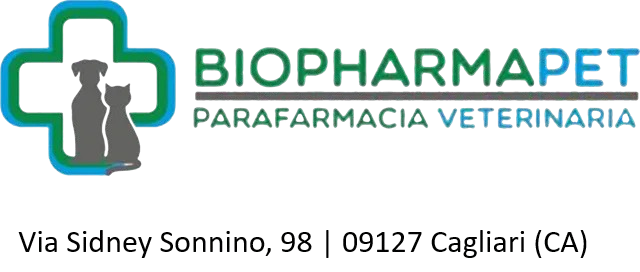 Logo per Biopharmapet: croce verde con silhouette di cane e gatto, testo verde/blu.
